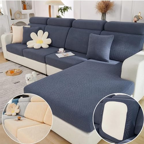 Magic Sofa Covers Couch Covers 2024 New Wear-Resistant Universal Sofa Covers Washable Stretch Couch Cushion Covers Slipcovers for Sectional Sofa (Texture Sea Blue,Pillowcase)