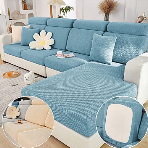 Magic Sofa Covers Couch Covers 2024 New Wear-Resistant Universal Sofa Covers Washable Stretch Couch Cushion Covers Slipcovers for Sectional Sofa (Texture Sea Blue,Pillowcase)