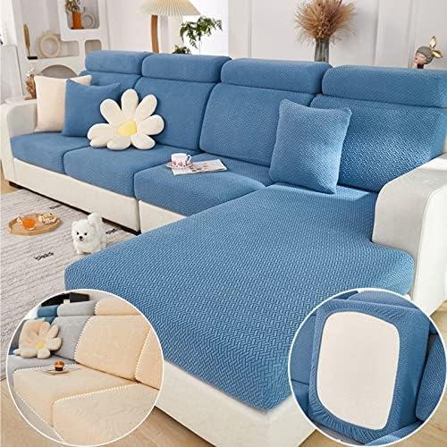 Magic Sofa Covers Couch Covers 2024 New Wear-Resistant Universal Sofa Covers Washable Stretch Couch Cushion Covers Slipcovers for Sectional Sofa (Texture Sea Blue,Pillowcase)