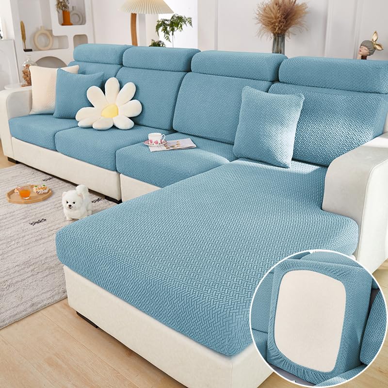 Magic Sofa Covers Couch Covers 2024 New Wear-Resistant Universal Sofa Covers Washable Stretch Couch Cushion Covers Slipcovers for Sectional Sofa (Texture Sea Blue,Pillowcase)