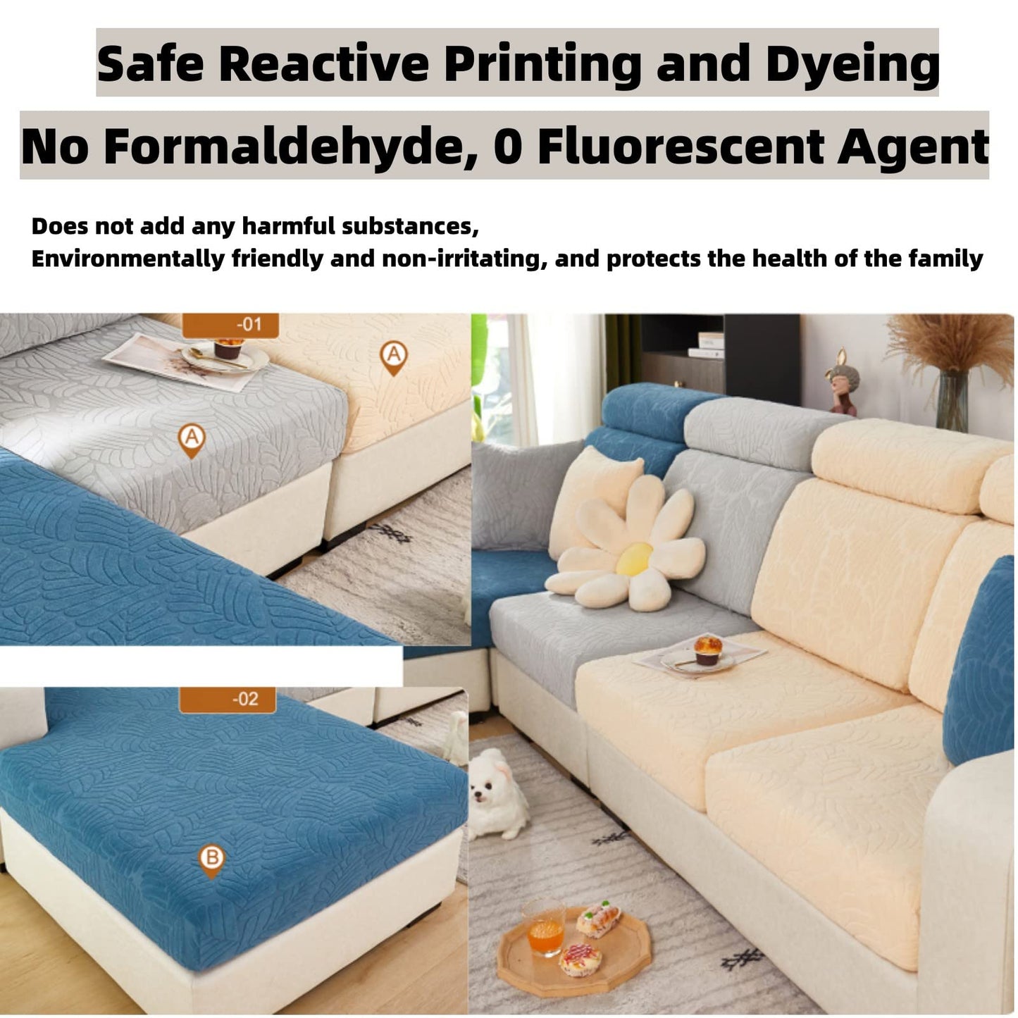 Magic Sofa Covers Couch Covers 2024 New Wear-Resistant Universal Sofa Covers Washable Stretch Couch Cushion Covers Slipcovers for Sectional Sofa (Texture Sea Blue,Pillowcase)