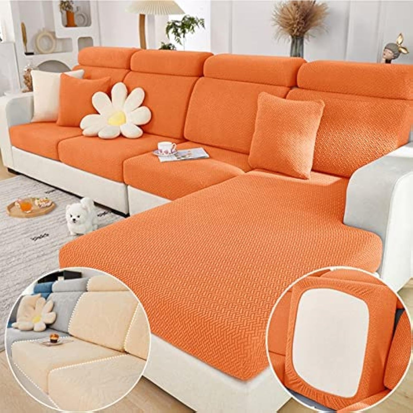 Magic Sofa Covers Couch Covers 2024 New Wear-Resistant Universal Sofa Covers Washable Stretch Couch Cushion Covers Slipcovers for Sectional Sofa (Texture Sea Blue,Pillowcase)
