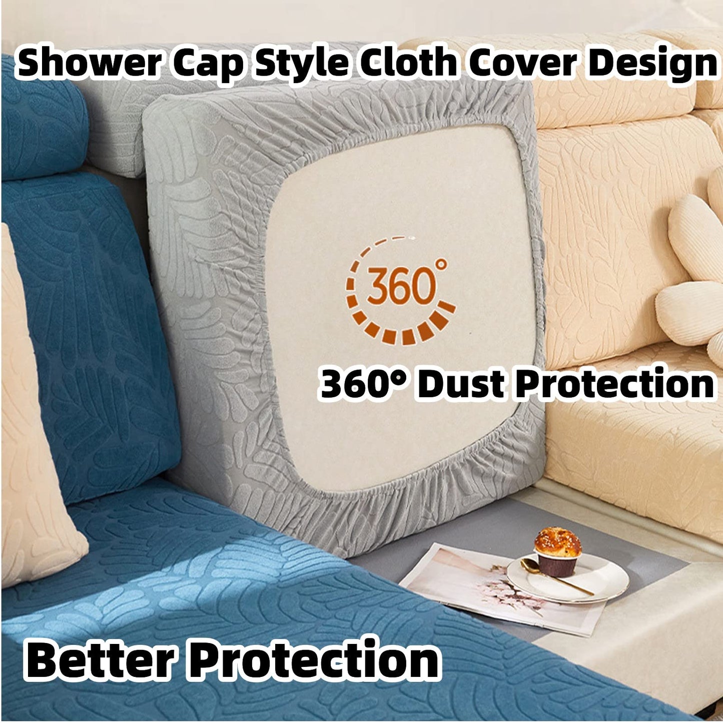Magic Sofa Covers Couch Covers 2024 New Wear-Resistant Universal Sofa Covers Washable Stretch Couch Cushion Covers Slipcovers for Sectional Sofa (Texture Sea Blue,Pillowcase)